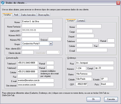 Informações de Referência 5.1.4.11.1 Detalhes Edição de cliente - Detalhes Informe todos os dados do cliente que julgar necessário.