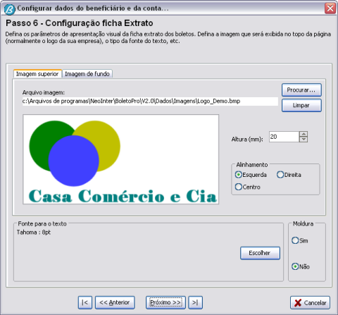 221 Boleto Pro Versão 2.5 Clique em "Procurar..." e localize o arquivo de imagem contendo o logotipo da sua empresa. Você poderá selecionar imagens de diversos formatos.