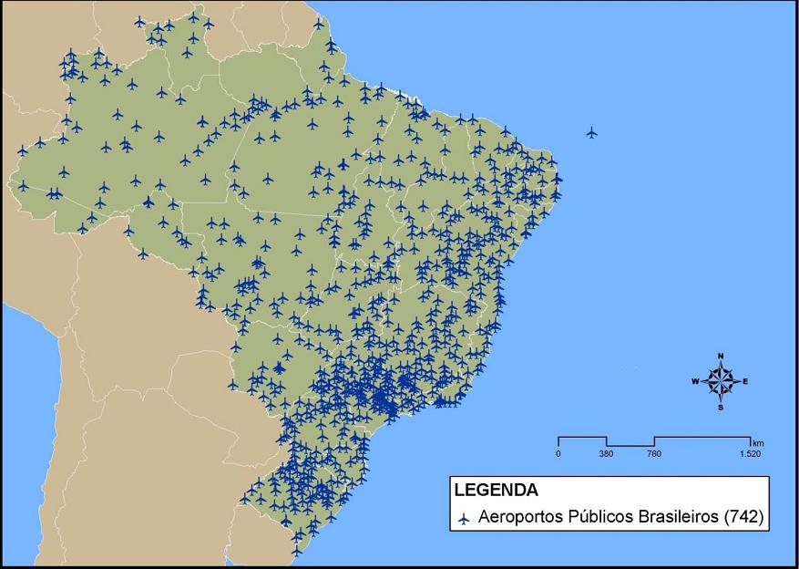 aeródromos brasileiros, com todas as pistas de pouso, pistas de táxi, pátio de estacionamento de aeronave, terminal de carga aérea, terminal de passageiros e as respectivas facilidades O Brasil,