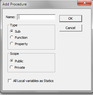 Procedimentos Sub-Rotinas (Macros) Funções Âmbito do Procedimento Gravador de Macros Programando em VBA Public significa que a