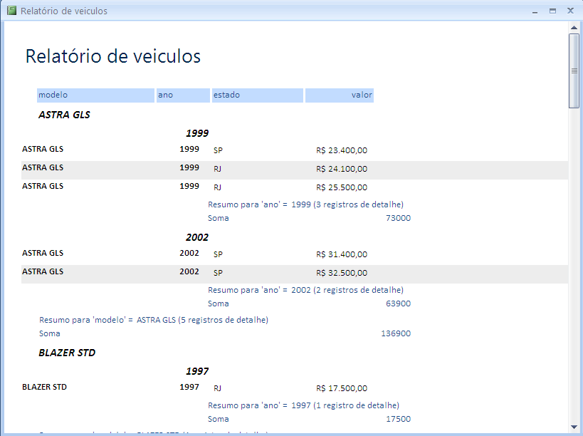 Disciplina: Programação em microinformática - VBA com Word / Excel / Access pág.:61 Criação do segundo relatório.