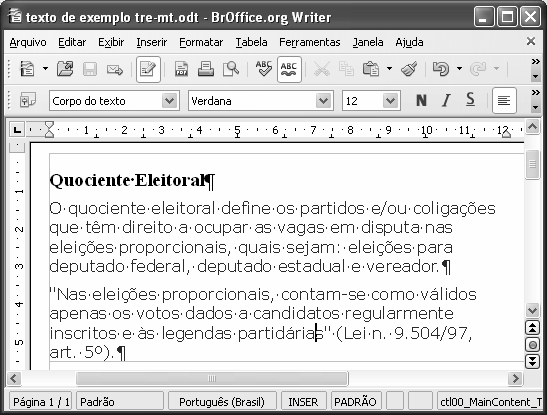 WRITER 19. (MS Nível Superior Todas áreas 2010) No aplicativo Writer do BrOffice.