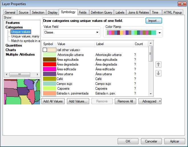 Na caixa de diálogo Import Symbology Matching Dialog, no dropdown do painel Value Field, selecione o campo de valor