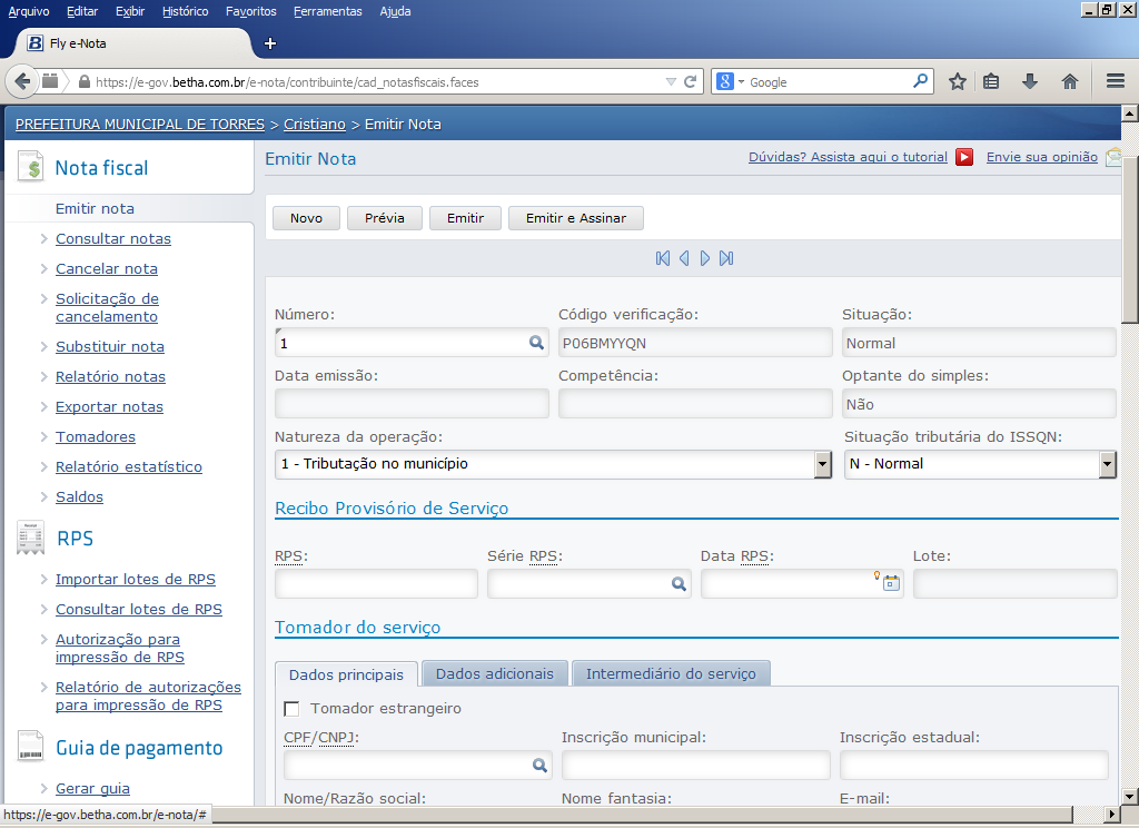 A emissão de notas permite Emitir Notas, Navegar entre os documentos já emitidos, visualiza-las, reenviar a mesma por e-mail ou até mesmo realizar o Download do Arquivo XML.