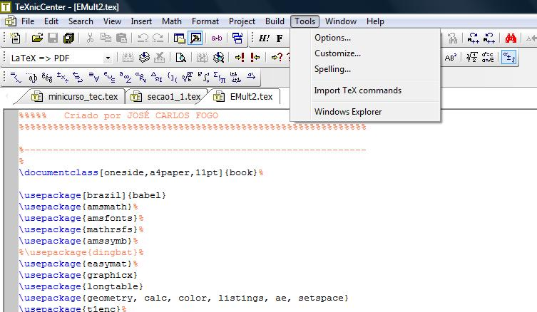 Usando o TEXnicCenter TEXnicCenter TEXnicCenter Teresa Cristina M.