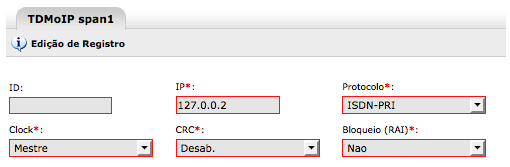 2.2 Troncos/ TDMoIP Os Troncos TDMoIP (TDM over IP) são organizados em Spans e numerados em ordem seqüencial de cadastro.