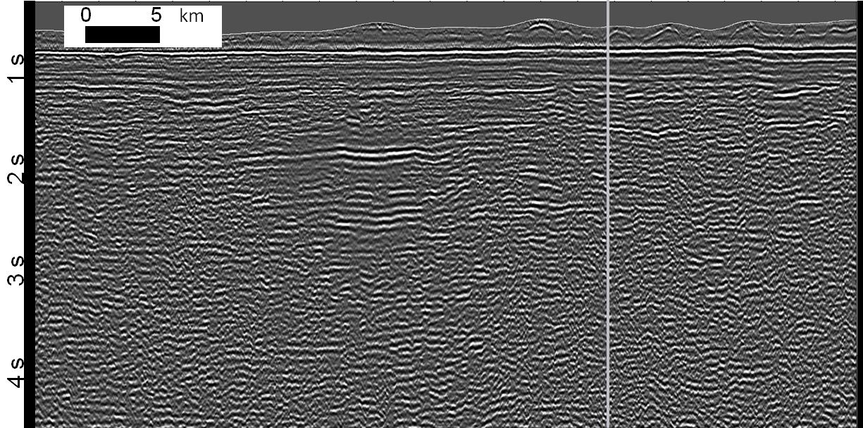 Figura 36: Localização da linha sísmica 0301-0002 (marcada em