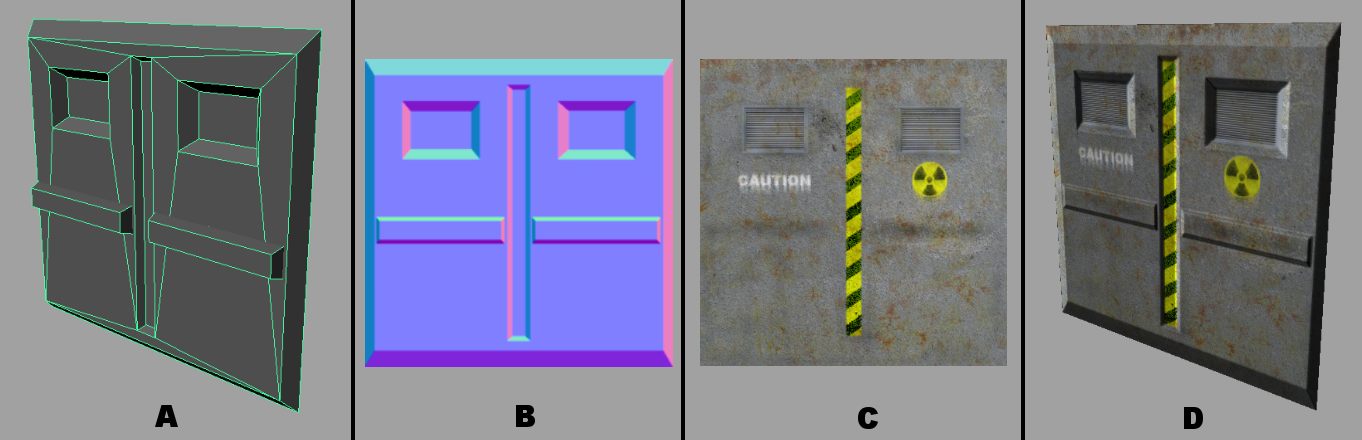 53 Figura 40: Geração da textura pelo novo sistema de pintura: A) Normal map criado. B) Normal map aplicado ao plano poligonal demonstrando o relevo.