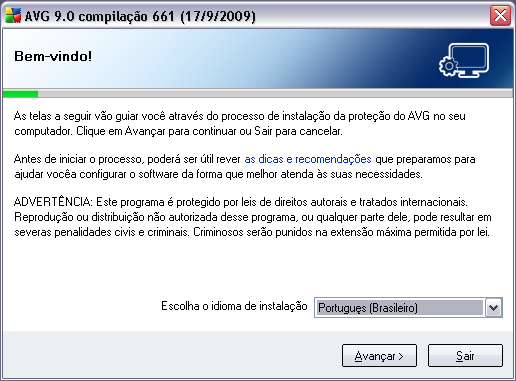 5. Processo de instalação do AVG Para instalar oavg 9.0 File Server no computador, é necessário obter o arquivo de instalação mais recente.