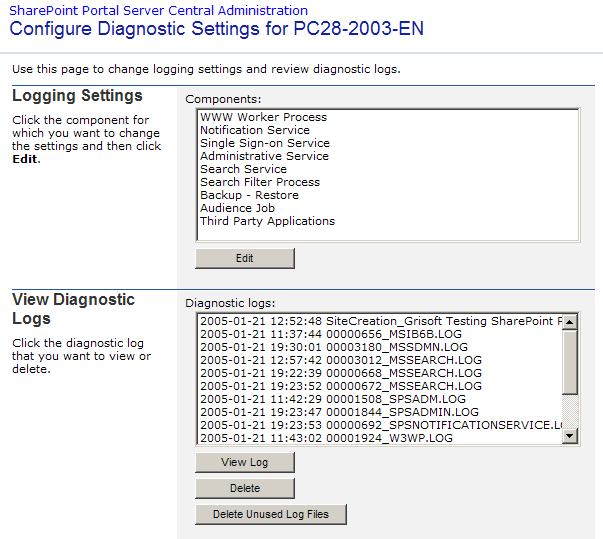 Pressione o botão Exibir log para exibir o