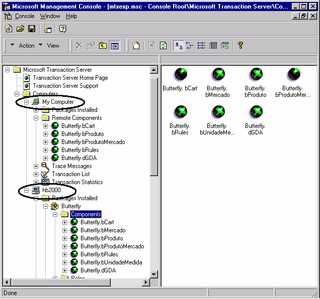 52 A figura 27 demonstra como foi configurado o Application Server para os dois servidores que executam a aplicação. HB2000 é o nome do Servidor 1 e My computer do Servidor 2, citados acima.