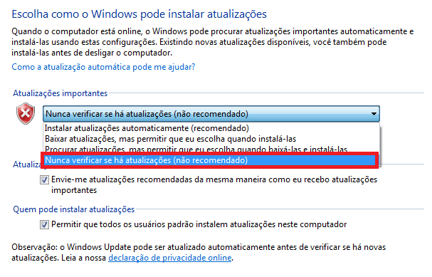 Painel de Controle Firewall do