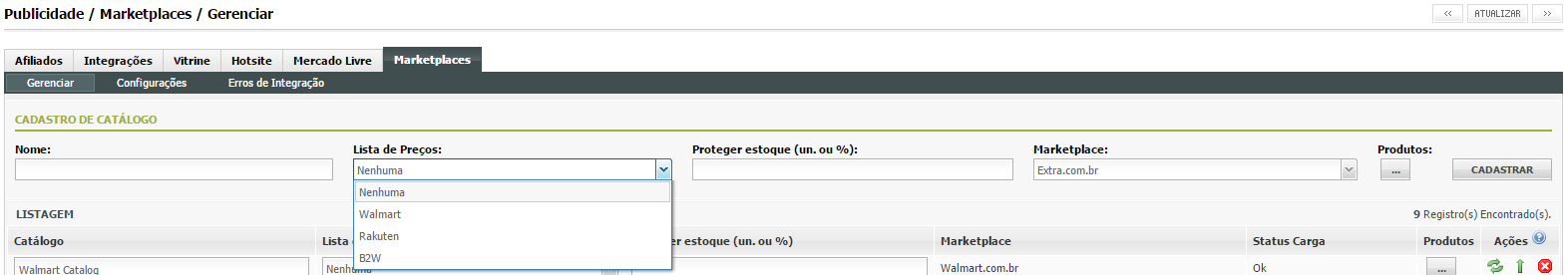 Para alterar preços em uma ou mais listas, editar o produto/variação/subvariação até ter acesso ao botão Listas de preços: nele, é possível realizar as alterações desejadas/necessárias.