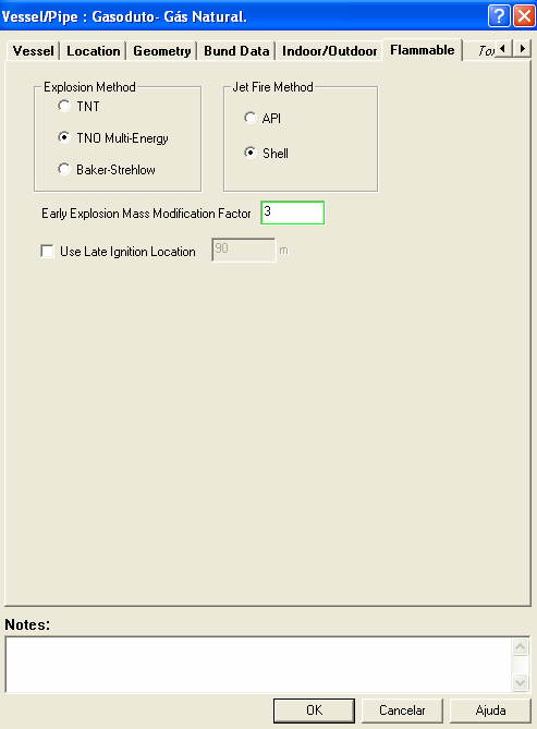 100 O método utilizado para o cálculo da explosão é o Multi-Energia selecionado na janela Flammable (Figura 20).