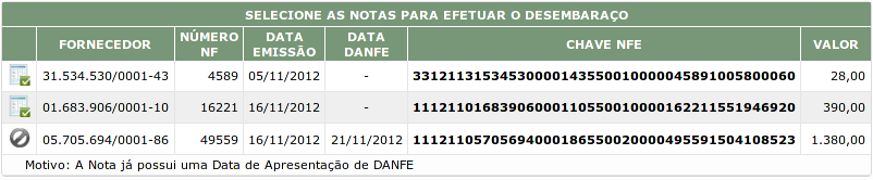 1- DTE- Solicitar Desembaraço de NFe