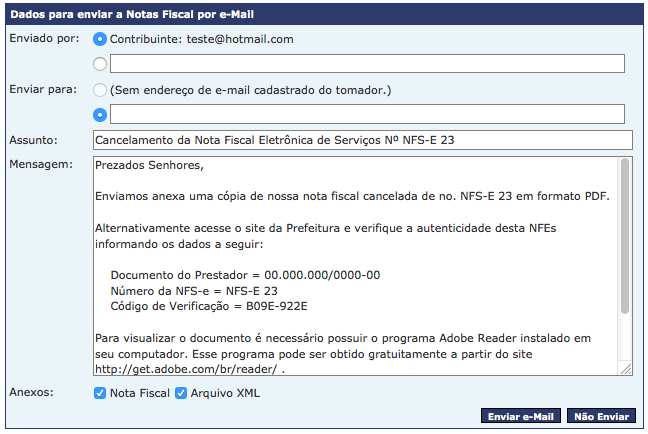 6. Confirme o cancelamento. 7. Envie o aviso de cancelamento para o tomador do serviço. 8.