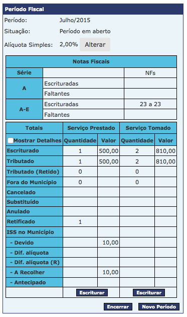 Ao encerrar o período, o sistema gera a guia de pagamento com data de vencimento determinada pelo município (no caso desta data coincidir com o final de semana, a data de vencimento será o próximo