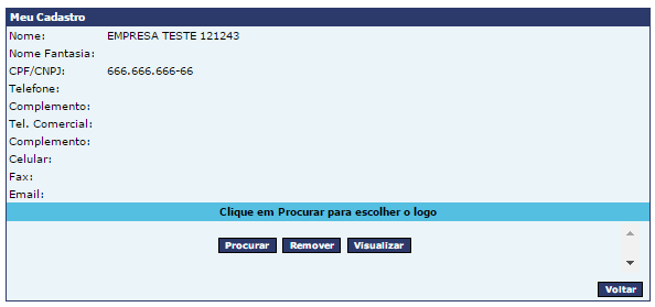 5.2. Alterar Logotipo. Passo a passo: 1. Na página inicial do sistema, clique sobre qualquer serviço oferecido. 2. Na janela Login, informe CNPJ ou CPF e clique sobre o botão Entrar. 3.