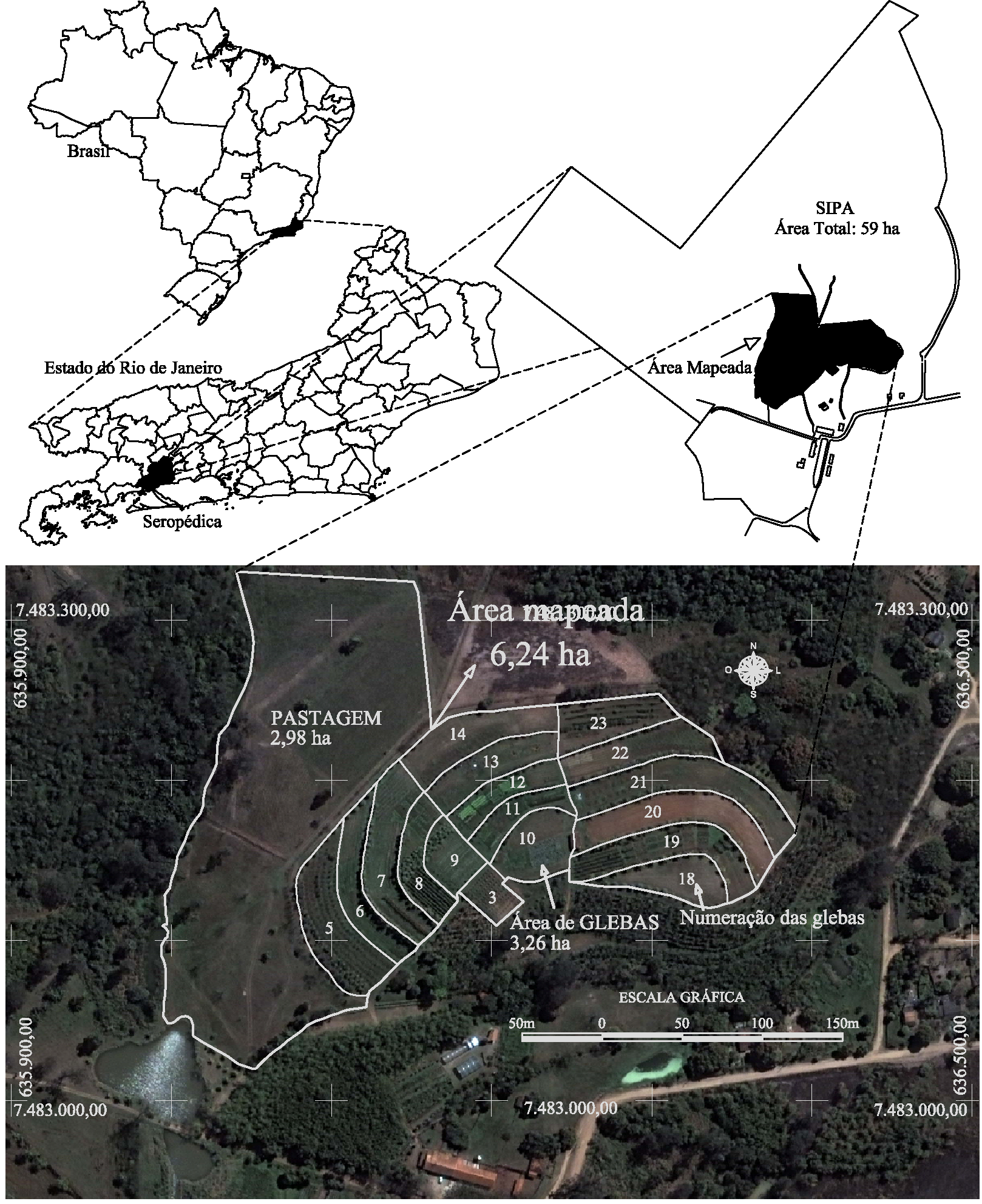 Figura 5: Área estudada (SIPA) É apresentado na Figura 6 uma ampliação do mapa semi-detalhado com as