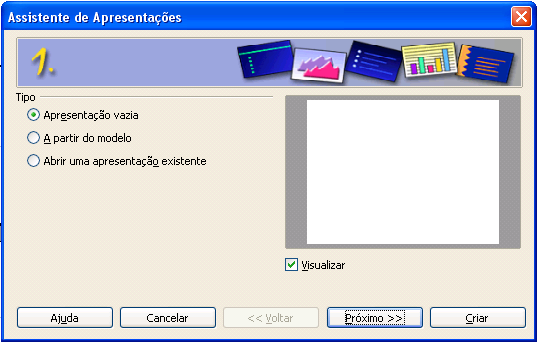 Passo 2: no segundo passo selecionaremos a aparência dos nossos slides e o tipo de mídia que reproduzirá a nossa apresentação.