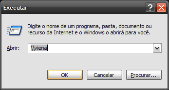 Copiando o backup para o servidor Viena Primeiramente acesse o servidor através do seguinte caminho: Iniciar>Executar.