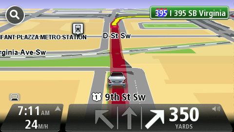 Ao aproximar-se de uma saída ou cruzamento, a pista que você deve tomar é mostrada na tela.