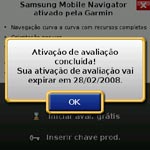 É exibida a página de introdução do Samsung Mobile Navigator. 2. Selecione Iniciar avaliação gratuita. 3. O período de avaliação gratuita do Samsung Mobile Navigator está ativado.