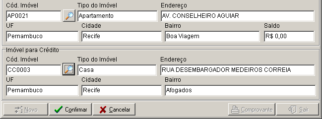 23. Transferência de Fundos entre Imóveis O sistema permite que o usuário transfira valores de um imóvel para outro como uma movimentação entre contas bancárias, facilitando assim