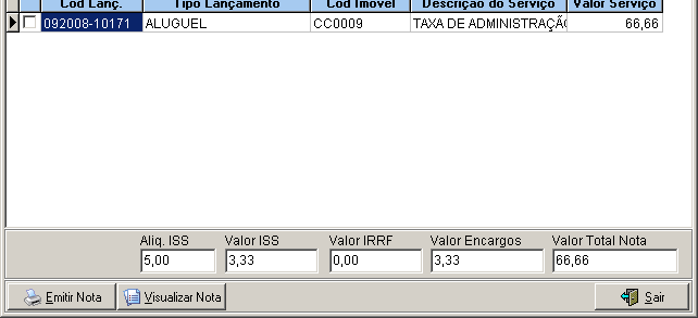 29. Nota Fiscal através do sistema a imobiliária pode emitir as notas fiscais dos lançamentos que retém ISS.