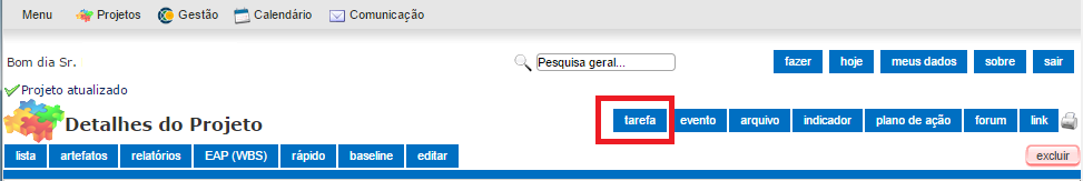 Escopo / Planejamento O escopo é a descrição dos objetivos e das tarefas que precisam ser realizadas para que se possa entregar o resultado desejado.