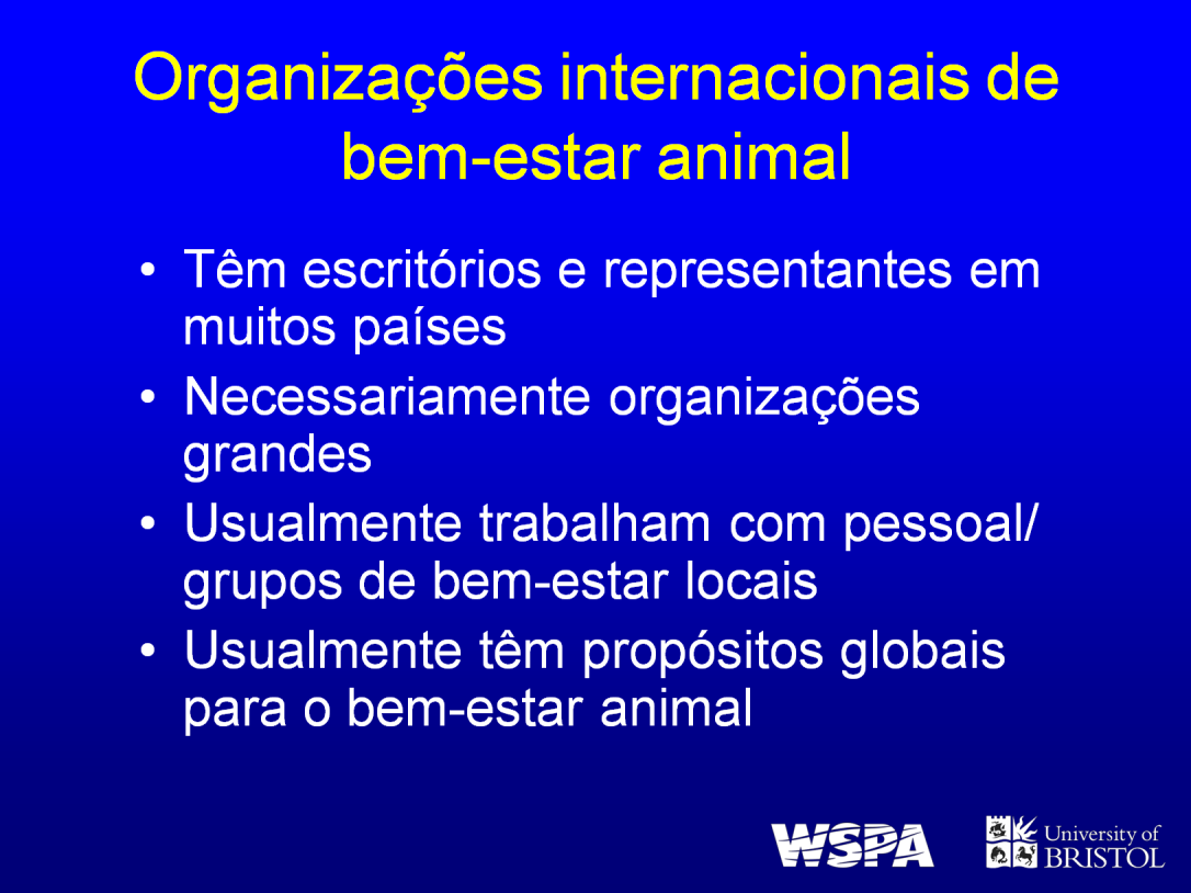 Organizações internacionais usualmente têm escritórios ou representantes em vários países. A seleção desses escritórios/representantes é feita com base em razões estratégicas.