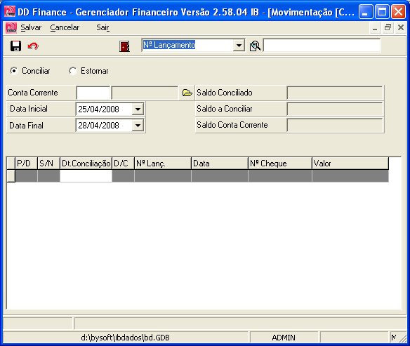 4.7.4.3. - Pertochek A impressão do cheque pela máquina Pertochek muda pois temos no rodapé da página a opção de imprimir o Verso do Cheque ou Cruzar o Cheque.