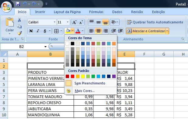 8 Melhore o visual das planilhas Normalmente, quando se utiliza o Excel para inserir apenas algumas informações básicas, não é imprescindível utilizar cores além do preto básico do texto, mas