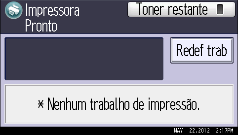 Usar a tela no painel de controle 1. Prima a tecla [Ecrã simples]. CQT663 Esta ilustração mostra o visor simples da tela [Impressora].