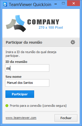 Módulos do TeamViewer Um módulo QuickJoin personalizado. Observação: Todos os dados transmitidos neste website são criptografados para sua segurança (protocolo SSL).