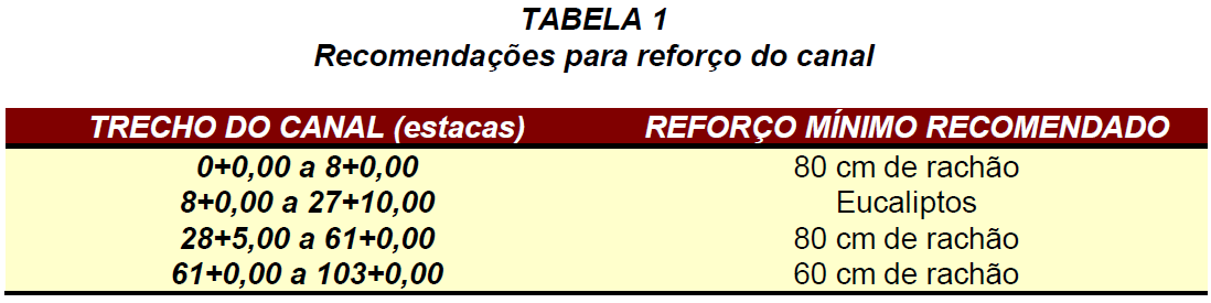 localizados recomendamos a cravação de pares de troncos de eucalipto (diâmetro superior a 20cm) afastados de 2,0m ao longo dos trechosindicados. (...) [grifos nossos] Enquanto isso, nos desenhos de projeto executivo W20-RT1.