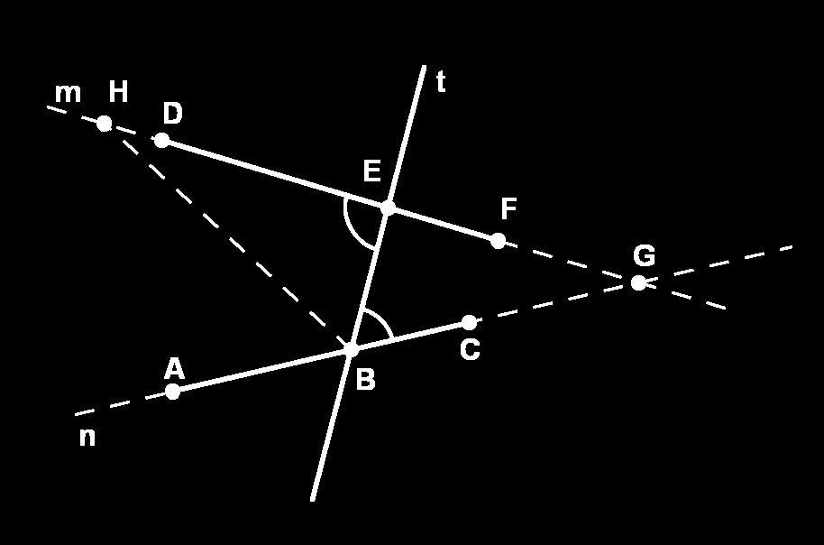 Geometria sem o Postulado das Paralelas Figura 4.2: HEB = GBE. Em particular, GÊB = H ˆBE. Mas como GÊB é o suplementar de HÊB, segue que os ângulos H ˆBE e G ˆBE são suplementares.