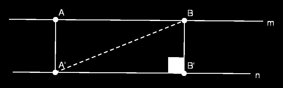 O Axioma das Paralelas Teorema 5.2. Se m e n são retas paralelas, então todos os pontos de m estão à mesma distância da reta m. Figura 5.2: Demonstração Sejam A e B pontos de m.