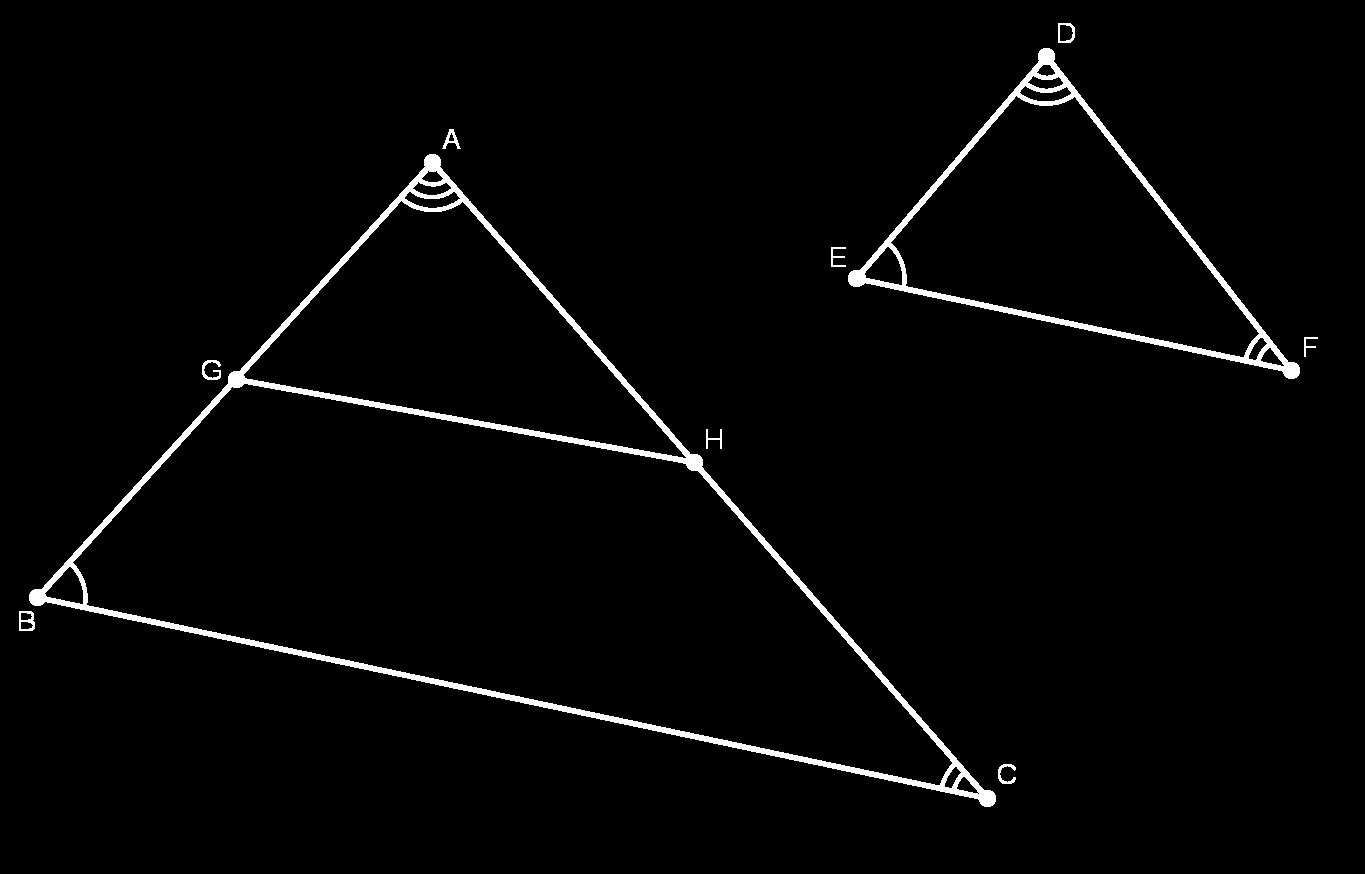 O Axioma das Paralelas Notação: Usaremos a notação ABC DEF para indicar que os dois triângulos são semelhantes e a correspondência entre os vértices é dada exatamente na ordem que eles aparecem.