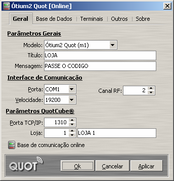 3. Configurações As primeiras configurações necessárias são realizadas através da aba Geral do QuotServ (figura 2).