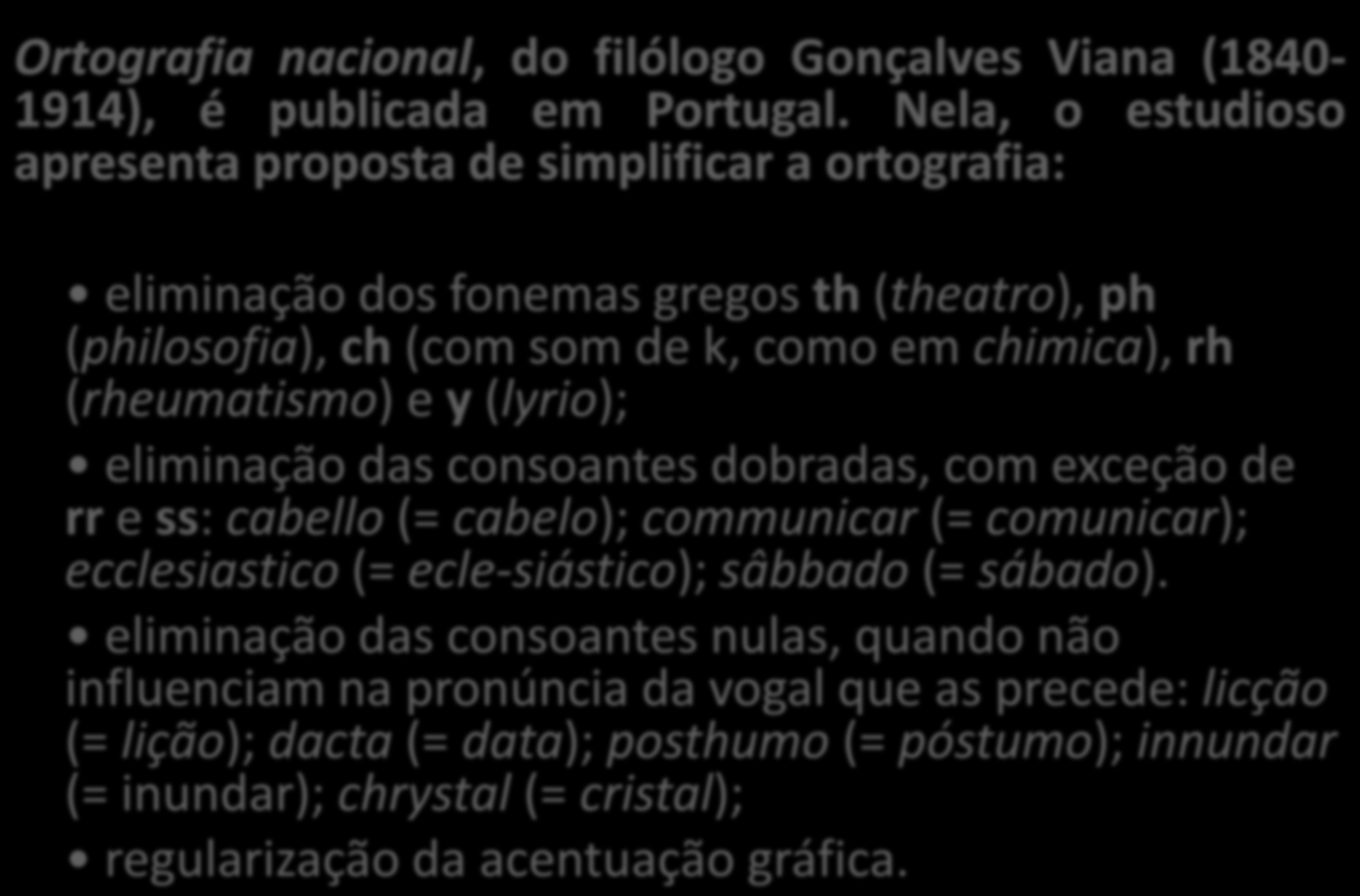 1904 Ortografia nacional, do filólogo Gonçalves Viana (1840-1914), é publicada em Portugal.