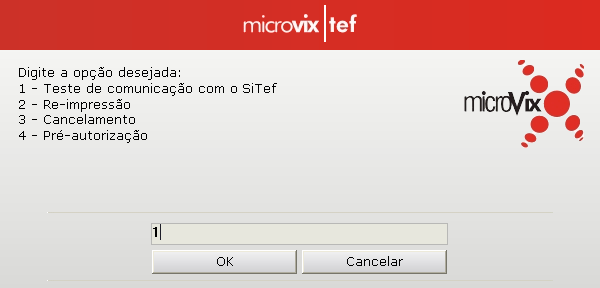 Selecionando a opção para teste de comunicação com o SiTef Passo 3: Na página seguinte informe