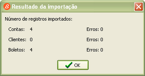 115 Boleto Expresso Versão 2.5 Para iniciar o processo de importação, clique em Abrir. Acompanhe a importação através de uma barra de progresso.