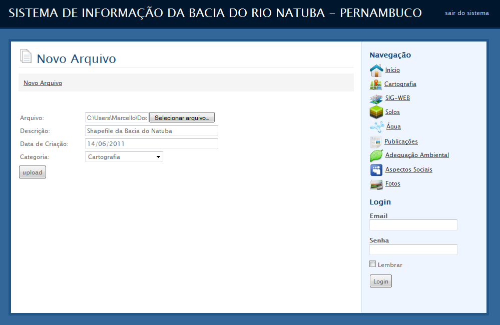 p. 006-007 Os usuários cadastrados no sistema podem acessar a área administrativa, onde é possível fazer o