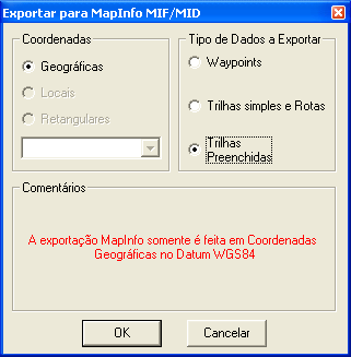 2.17 Exportando MIF/MID para MapInfo Esta opção somente está disponível no GPS TrackMaker Professional.