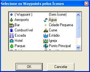Os estilos predefinidos são : Símbolo com Nome: mostra o ícone com o nome do Waypoint Símbolo Somente: mostra somente o ícone Símbolo com Comentário: mostra o ícone com o comentário do Waypoint Caixa
