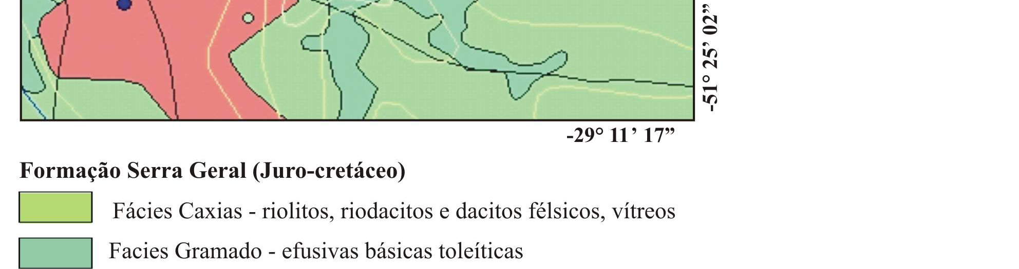 indicação de procedência. As rochas pertencem à Formação Serra Geral, tendo dois fácies característicos: Gramado e Caxias, segundo Schobbenhaus et. al (2004), conforme a Figura 1.