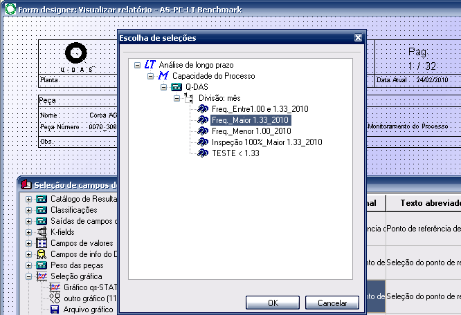 Dados compactados para visualização 19 3. Por favor, arrastar e soltar seu gráfico favorito, por exemplo, os valores seleção Benchmark Cp para a interface Form Designer.