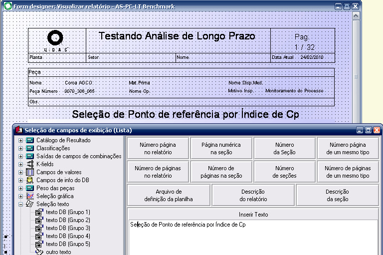 Você pode abrir a janela de configurações Benchmark com o mouse botão direito do mouse sobre o elemento gráfico benchmark e as características /