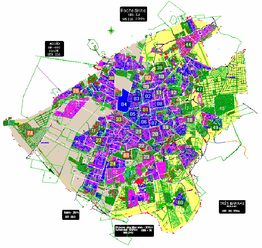 Figura 10: Setores de Coleta de Lixo em Campo Grande Cada um desses setores é atendido por um único grupo de limpeza constituído por coletores de lixo e um caminhão transportador, com capacidade